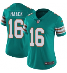 Women's Nike Miami Dolphins #16 Matt Haack Aqua Green Alternate Vapor Untouchable Limited Player NFL Jersey