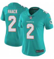 Women's Nike Miami Dolphins #2 Matt Haack Aqua Green Team Color Vapor Untouchable Limited Player NFL Jersey