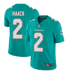 Youth Nike Miami Dolphins #2 Matt Haack Aqua Green Team Color Vapor Untouchable Limited Player NFL Jersey