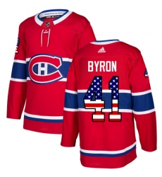 Men's Adidas Montreal Canadiens #41 Paul Byron Authentic Red USA Flag Fashion NHL Jersey