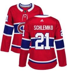 Women's Adidas Montreal Canadiens #21 David Schlemko Authentic Red Home NHL Jersey