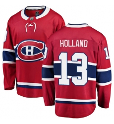 Youth Montreal Canadiens #13 Peter Holland Authentic Red Home Fanatics Branded Breakaway NHL Jersey