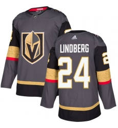 Youth Adidas Vegas Golden Knights #24 Oscar Lindberg Authentic Gray Home NHL Jersey