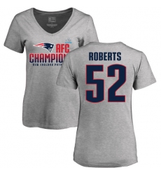 Women's Nike New England Patriots #52 Elandon Roberts Heather Gray 2017 AFC Champions V-Neck T-Shirt