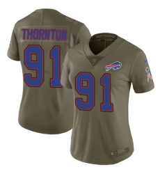 Women's Nike Buffalo Bills #91 Cedric Thornton Limited Olive 2017 Salute to Service NFL Jersey
