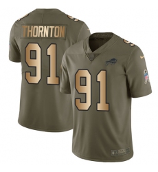 Youth Nike Buffalo Bills #91 Cedric Thornton Limited Olive/Gold 2017 Salute to Service NFL Jersey
