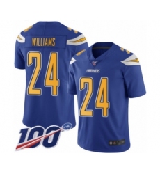 Men's Los Angeles Chargers #24 Trevor Williams Limited Electric Blue Rush Vapor Untouchable 100th Season Football Jersey
