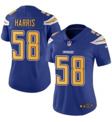 Women's Nike Los Angeles Chargers #58 Nigel Harris Limited Electric Blue Rush Vapor Untouchable NFL Jersey