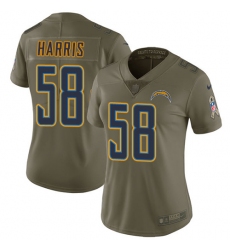 Women's Nike Los Angeles Chargers #58 Nigel Harris Limited Olive 2017 Salute to Service NFL Jersey