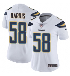 Women's Nike Los Angeles Chargers #58 Nigel Harris White Vapor Untouchable Limited Player NFL Jersey