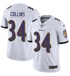 Men's Nike Baltimore Ravens #34 Alex Collins White Vapor Untouchable Limited Player NFL Jersey