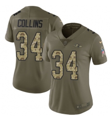 Women's Nike Baltimore Ravens #34 Alex Collins Limited Olive/Camo Salute to Service NFL Jersey