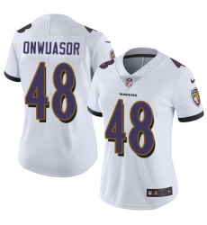 Women's Nike Baltimore Ravens #48 Patrick Onwuasor White Vapor Untouchable Limited Player NFL Jersey
