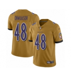 Youth Baltimore Ravens #48 Patrick Onwuasor Limited Gold Inverted Legend Football Jersey