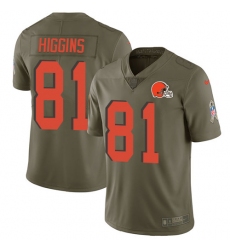 Men's Nike Cleveland Browns #81 Rashard Higgins Limited Olive 2017 Salute to Service NFL Jersey