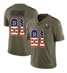 Men's Nike Cleveland Browns #81 Rashard Higgins Limited Olive/USA Flag 2017 Salute to Service NFL Jersey