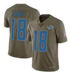 Men's Nike Detroit Lions #18 Jeff Locke Limited Olive 2017 Salute to Service NFL Jersey