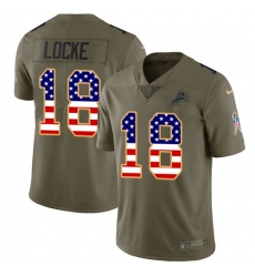 Men's Nike Detroit Lions #18 Jeff Locke Limited Olive/USA Flag Salute to Service NFL Jersey