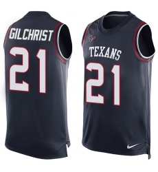 Men's Nike Houston Texans #21 Marcus Gilchrist Limited Navy Blue Player Name & Number Tank Top NFL Jersey