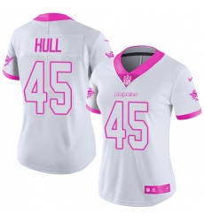 Women's Nike Miami Dolphins #45 Mike Hull Limited White/Pink Rush Fashion NFL Jersey