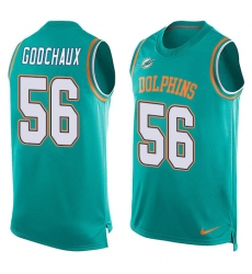 Men's Nike Miami Dolphins #56 Davon Godchaux Limited Aqua Green Player Name & Number Tank Top NFL Jersey