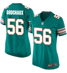 Women's Nike Miami Dolphins #56 Davon Godchaux Game Aqua Green Alternate NFL Jersey