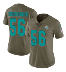 Women's Nike Miami Dolphins #56 Davon Godchaux Limited Olive 2017 Salute to Service NFL Jersey