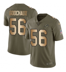 Youth Nike Miami Dolphins #56 Davon Godchaux Limited Olive/Gold 2017 Salute to Service NFL Jersey