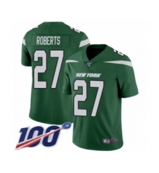Men's New York Jets #27 Darryl Roberts Green Team Color Vapor Untouchable Limited Player 100th Season Football Jersey