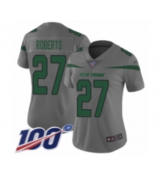 Women's New York Jets #27 Darryl Roberts Limited Gray Inverted Legend 100th Season Football Jersey