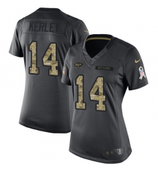 Women's Nike New York Jets #14 Jeremy Kerley Limited Black 2016 Salute to Service NFL Jersey