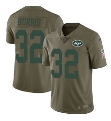 Youth Nike New York Jets #32 Juston Burris Limited Olive 2017 Salute to Service NFL Jersey
