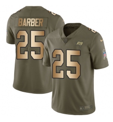 Men's Nike Tampa Bay Buccaneers #25 Peyton Barber Limited Olive/Gold 2017 Salute to Service NFL Jersey