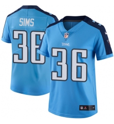 Women's Nike Tennessee Titans #36 LeShaun Sims Light Blue Team Color Vapor Untouchable Limited Player NFL Jersey