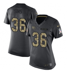 Women's Nike Tennessee Titans #36 LeShaun Sims Limited Black 2016 Salute to Service NFL Jersey