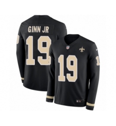 Men's Nike New Orleans Saints #19 Ted Ginn Jr Limited Black Therma Long Sleeve NFL Jersey