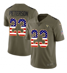 Men's Nike Arizona Cardinals #23 Adrian Peterson Limited Olive/USA Flag 2017 Salute to Service NFL Jersey