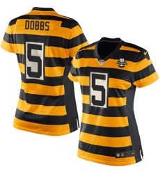 Women's Nike Pittsburgh Steelers #5 Joshua Dobbs Limited Yellow/Black Alternate 80TH Anniversary Throwback NFL Jersey