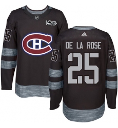 Men's Adidas Montreal Canadiens #25 Jacob de la Rose Premier Black 1917-2017 100th Anniversary NHL Jersey