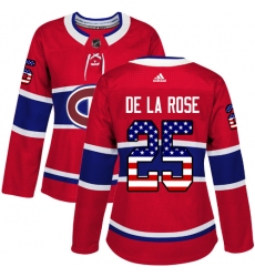 Women's Adidas Montreal Canadiens #25 Jacob de la Rose Authentic Red USA Flag Fashion NHL Jersey