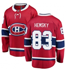 Youth Montreal Canadiens #83 Ales Hemsky Authentic Red Home Fanatics Branded Breakaway NHL Jersey
