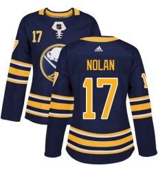 Women's Adidas Buffalo Sabres #17 Jordan Nolan Authentic Navy Blue Home NHL Jersey