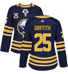 Women's Adidas Buffalo Sabres #25 Seth Griffith Authentic Navy Blue Home NHL Jersey