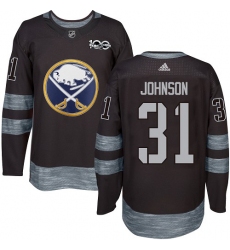 Men's Adidas Buffalo Sabres #31 Chad Johnson Authentic Black 1917-2017 100th Anniversary NHL Jersey