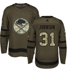 Men's Adidas Buffalo Sabres #31 Chad Johnson Authentic Green Salute to Service NHL Jersey