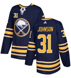 Men's Adidas Buffalo Sabres #31 Chad Johnson Authentic Navy Blue Home NHL Jersey