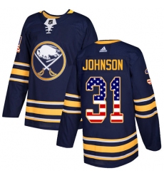 Men's Adidas Buffalo Sabres #31 Chad Johnson Authentic Navy Blue USA Flag Fashion NHL Jersey