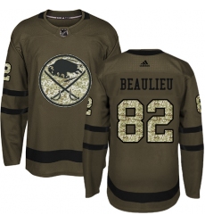 Men's Adidas Buffalo Sabres #82 Nathan Beaulieu Authentic Green Salute to Service NHL Jersey