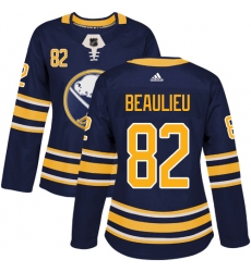 Women's Adidas Buffalo Sabres #82 Nathan Beaulieu Premier Navy Blue Home NHL Jersey