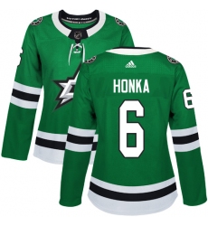 Women's Adidas Dallas Stars #6 Julius Honka Authentic Green Home NHL Jersey